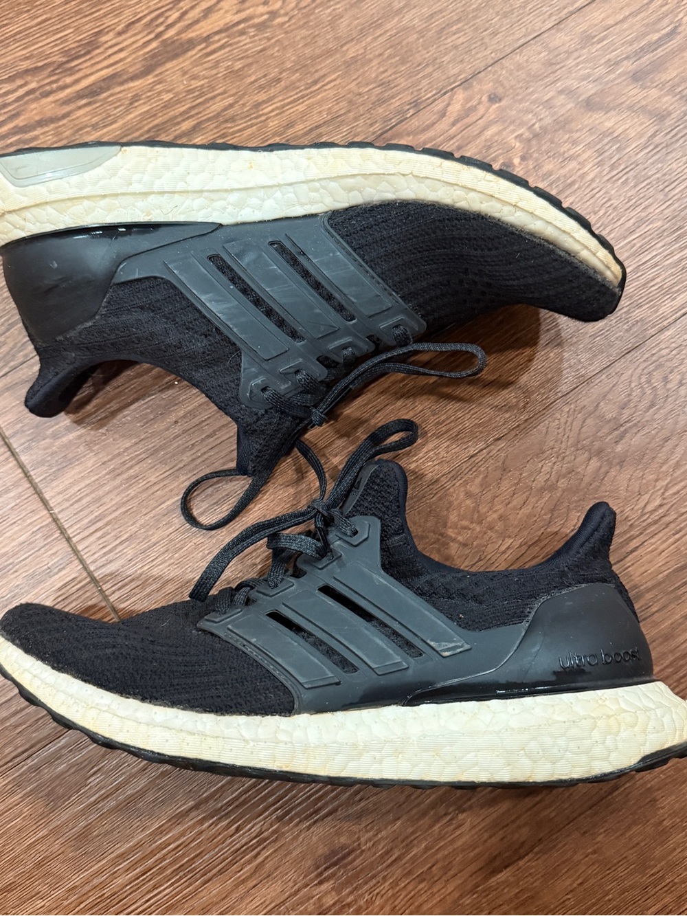 adidas Black Knit Running Sneakers with Cream Midsole